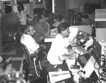 Robert Wilson in the control room at Fermilab