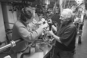 Klaus Floettmann and Don Edwards working on the photoninjector