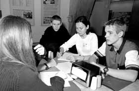 Quarknet members, Hilliary Blanchard (left), Zack Brantley (right), Polina Segalova and Jason Barnes