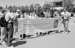 Auger collaborators preparing for the parade in Malargü