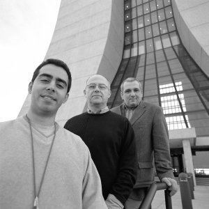 From left: Ugur Akgun, Yasar Onel, professor of physcics and astronomy; Alexi Mestvirishvili