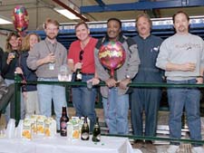 Scientists and technicians gathered for the MiniBooNE top-off celebration