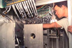 Mark Mattson checking the silicon detector