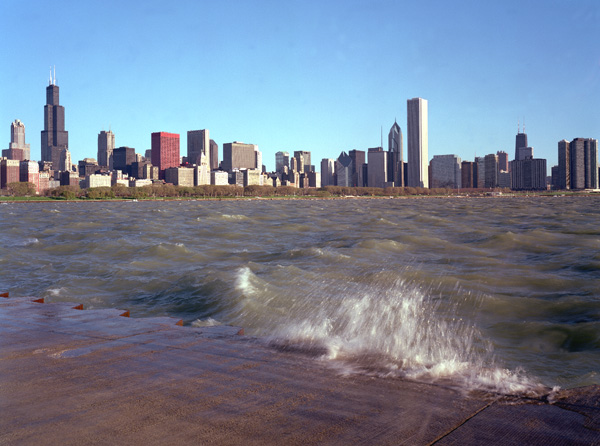 The Chicago skyline as seen from the Adler Planetarium