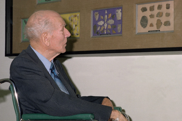 In 1978, August Mier previewed the exhibition of the highlights from his collection of Native American artifacts on the 15th floor of Fermilabs Wilson Hall. The collection has been on display for almost 25 years. Due to the renovation of the exhibition area, the collection is temporarily in storage.