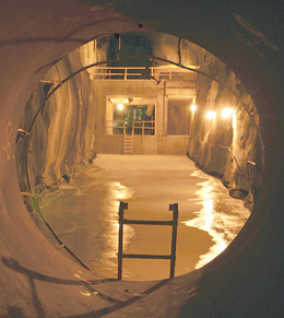 Looking from the decay pipe into the target hall.