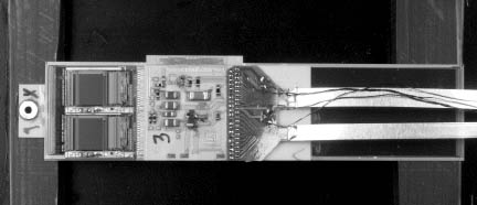 A silicon detector assembly with ladder, ready for installation.