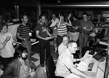 The Main Control Room at the exact moment the Tevatron accelerated protons to 512 GeV, a new world record